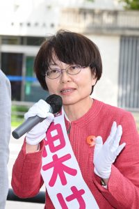 大津市議選 柏木けい子候補＝現