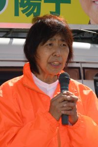 近江八幡市議選 もりはら陽子候補＝新